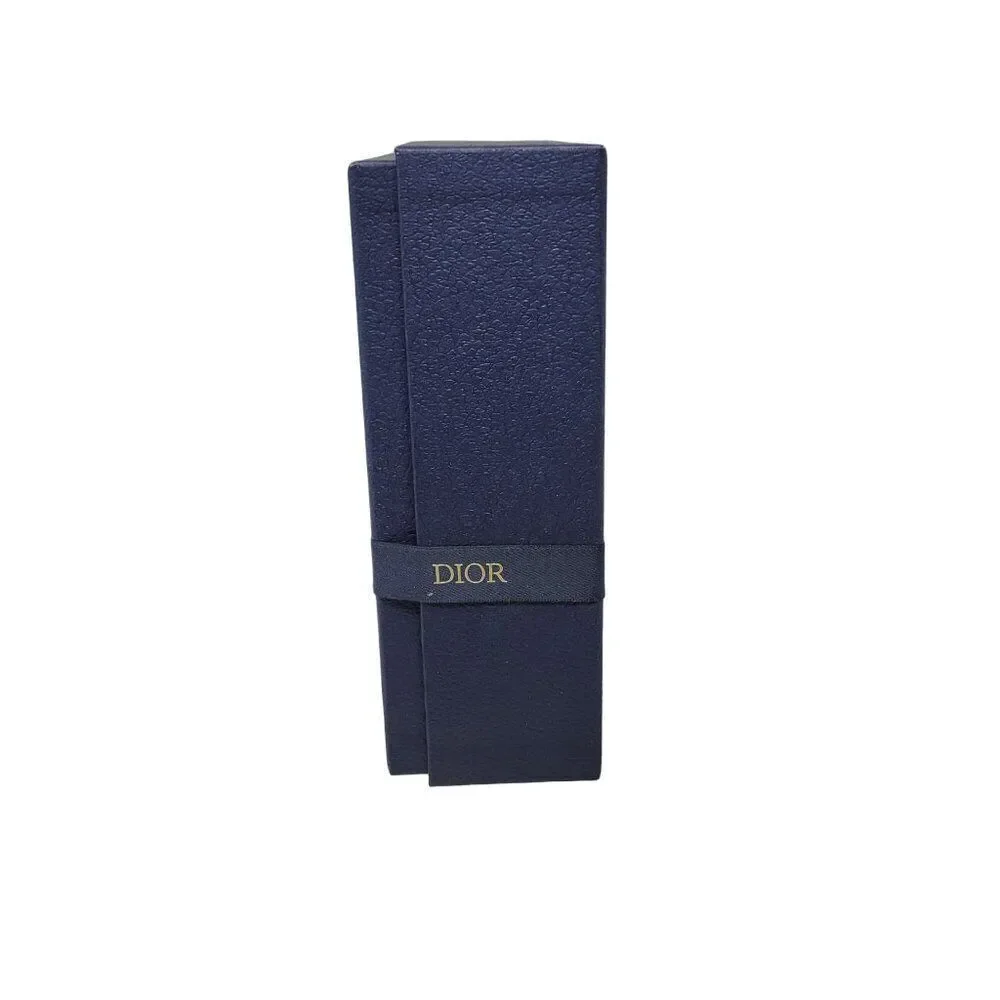 Christain Dior Navy Gift Box Ribbon White Filler Clear Lid 8.5 x 8.5 x 3 Holiday